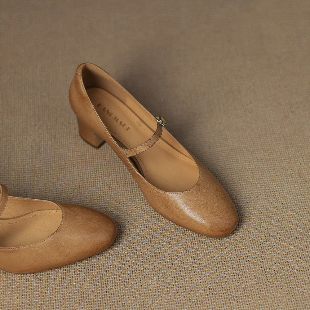 Rosa's Corinne Round-Toe Leather Mary Janes