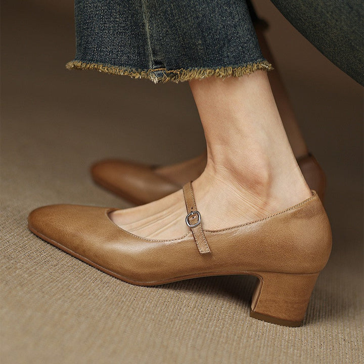 Rosa's Corinne Round-Toe Leather Mary Janes