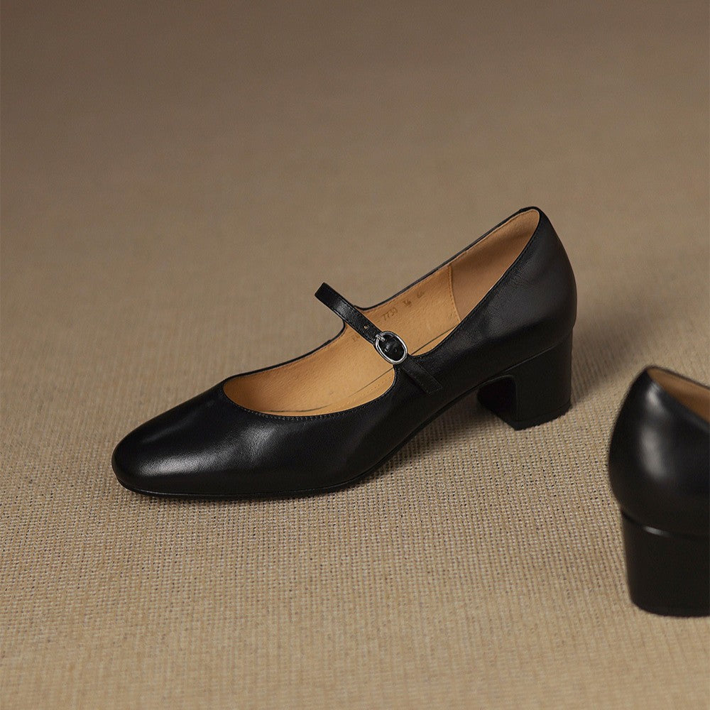 Rosa's Corinne Round-Toe Leather Mary Janes