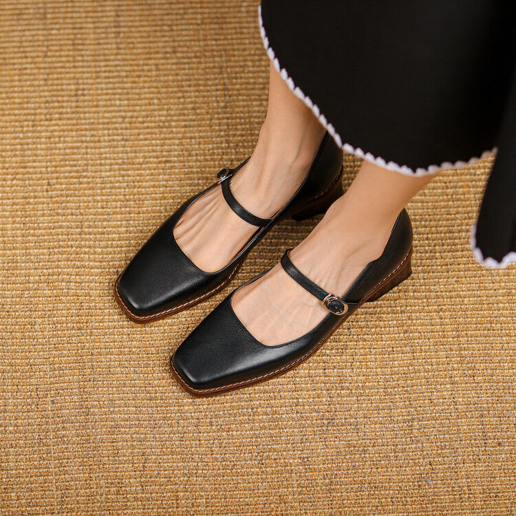 Rosa's Cirelle Strap Leather Mary Jane Heels