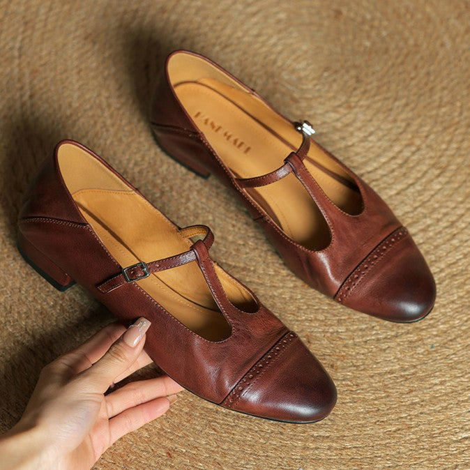 Rosa's Esmira T-Strap Leather Mary Janes