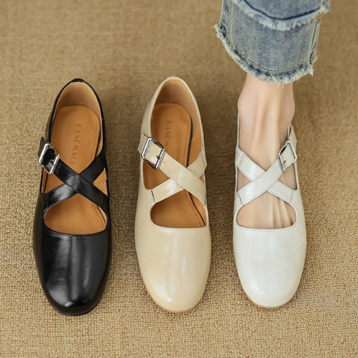 Rosa's Morven Cross-Strap Leather Flats