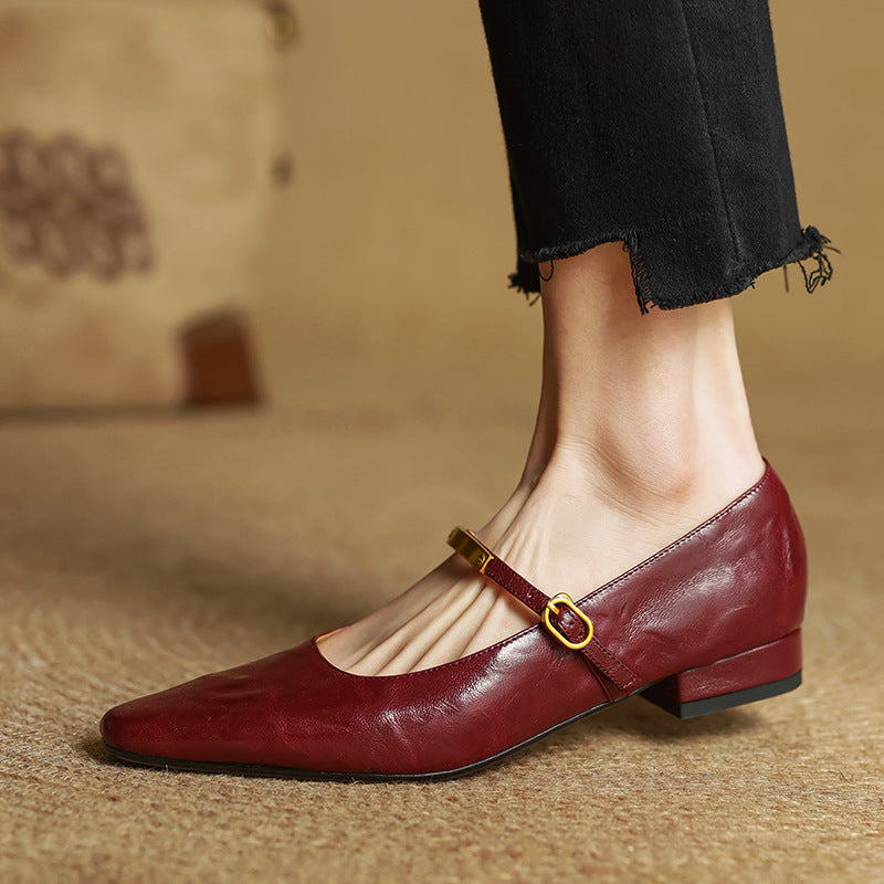 Rosa's Eloria Lambskin Leather Mary Janes