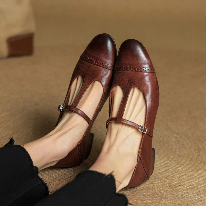 Rosa's Esmira T-Strap Leather Mary Janes