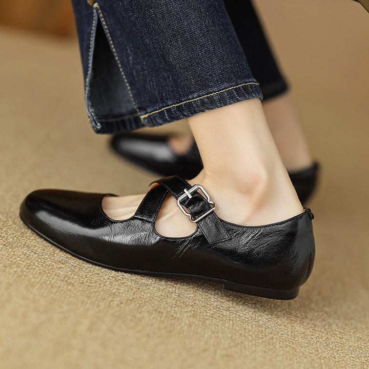 Rosa's Morven Cross-Strap Leather Flats
