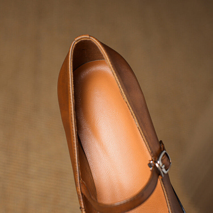 Rosa's Cirelle Strap Leather Mary Jane Heels