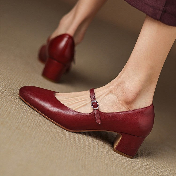 Rosa's Corinne Round-Toe Leather Mary Janes