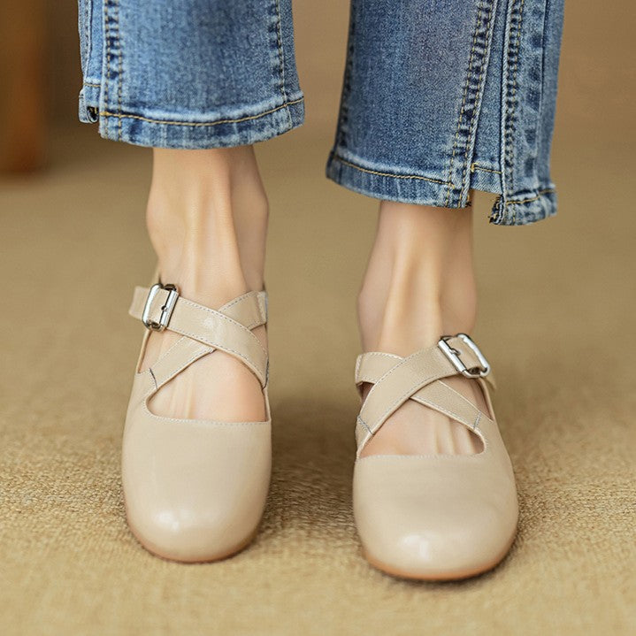 Rosa's Morven Cross-Strap Leather Flats