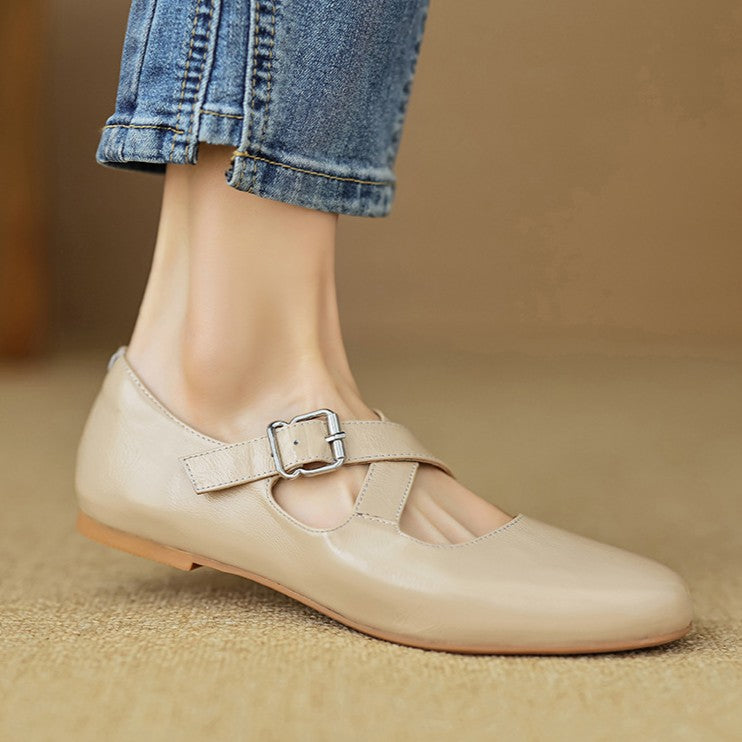 Rosa's Morven Cross-Strap Leather Flats