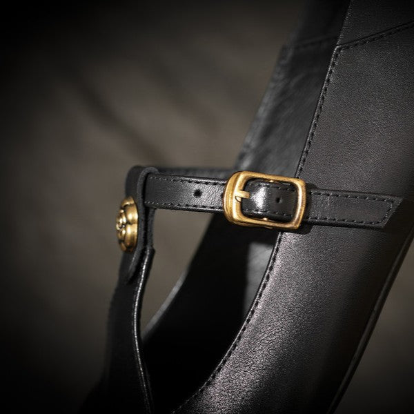 Rosa's Camelia T-Bar Leather Pumps