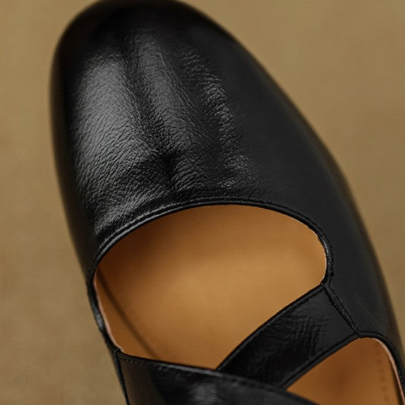 Rosa's Morven Cross-Strap Leather Flats