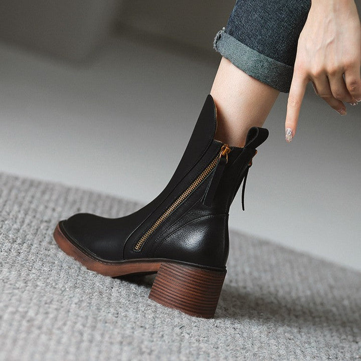 Rosa's Norwen Stacked-Heel Leather Boots