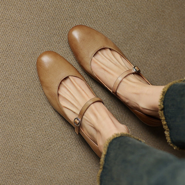 Rosa's Corinne Round-Toe Leather Mary Janes