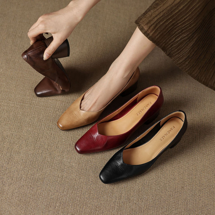 Rosa's Caldre Square Leather Pumps