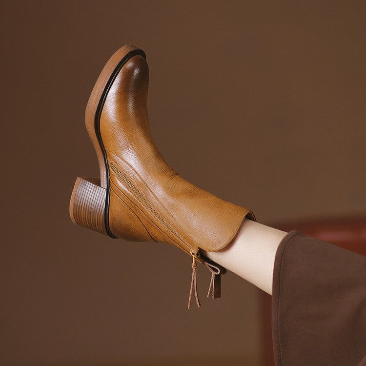 Rosa's Norwen Stacked-Heel Leather Boots