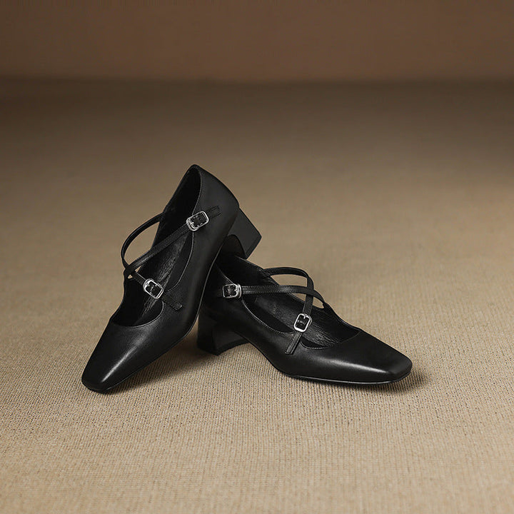 Rosa's Marvane Leather Kitten Heels