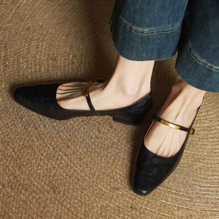 Rosa's Eloria Lambskin Leather Mary Janes