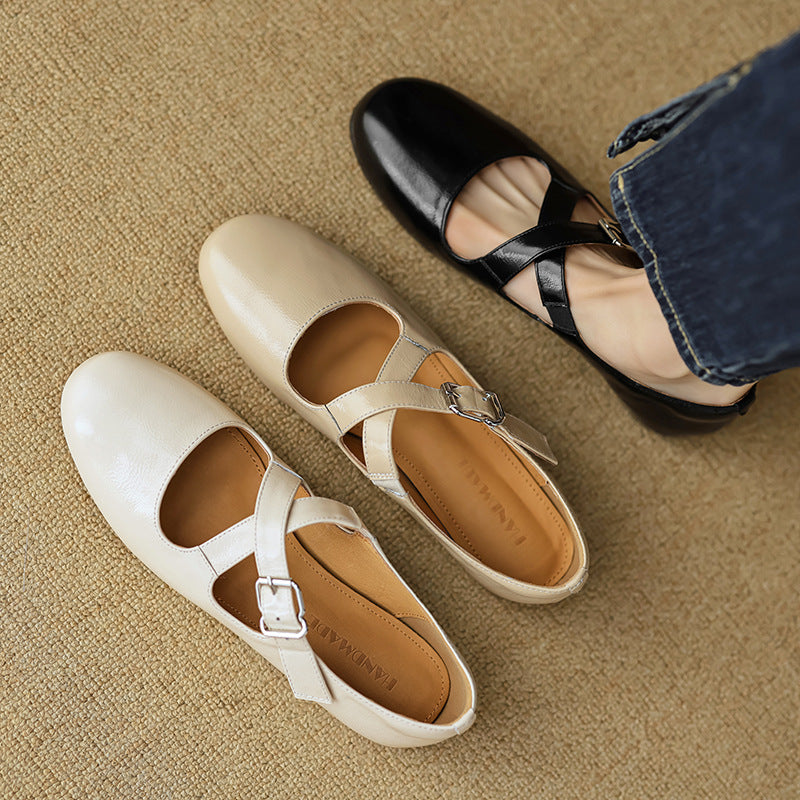 Rosa's Morven Cross-Strap Leather Flats