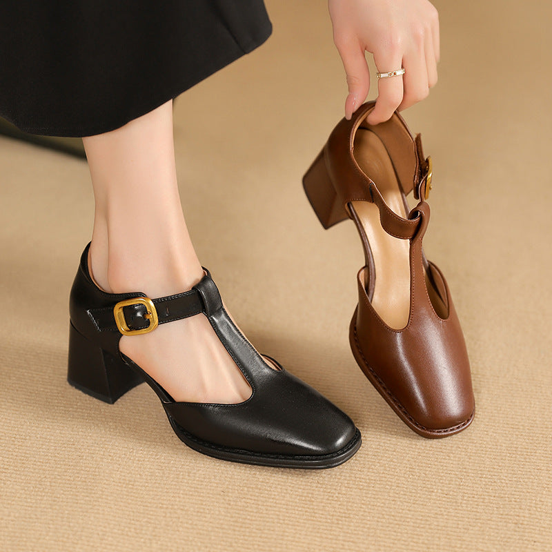 Rosa's Marcele T-Strap Leather Pumps