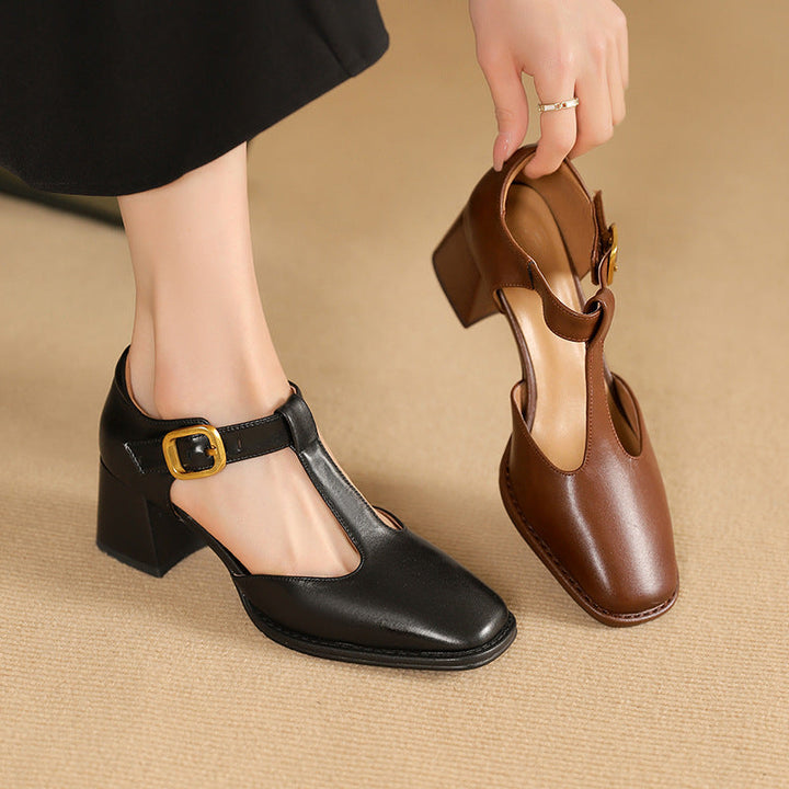 Rosa's Marcele T-Strap Leather Pumps