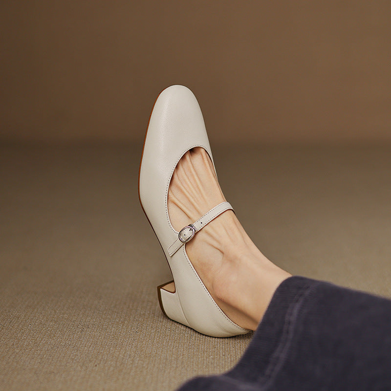 Rosa's Corinne Round-Toe Leather Mary Janes