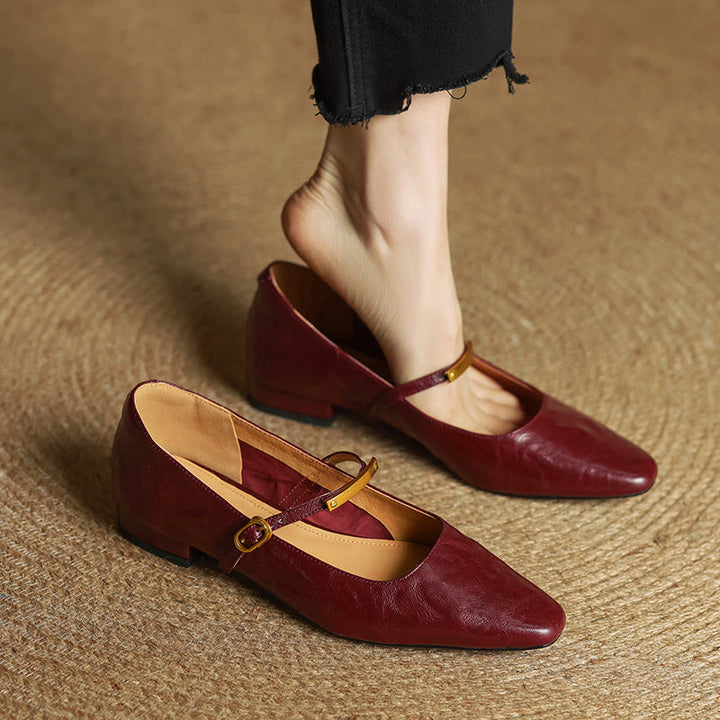 Rosa's Eloria Lambskin Leather Mary Janes