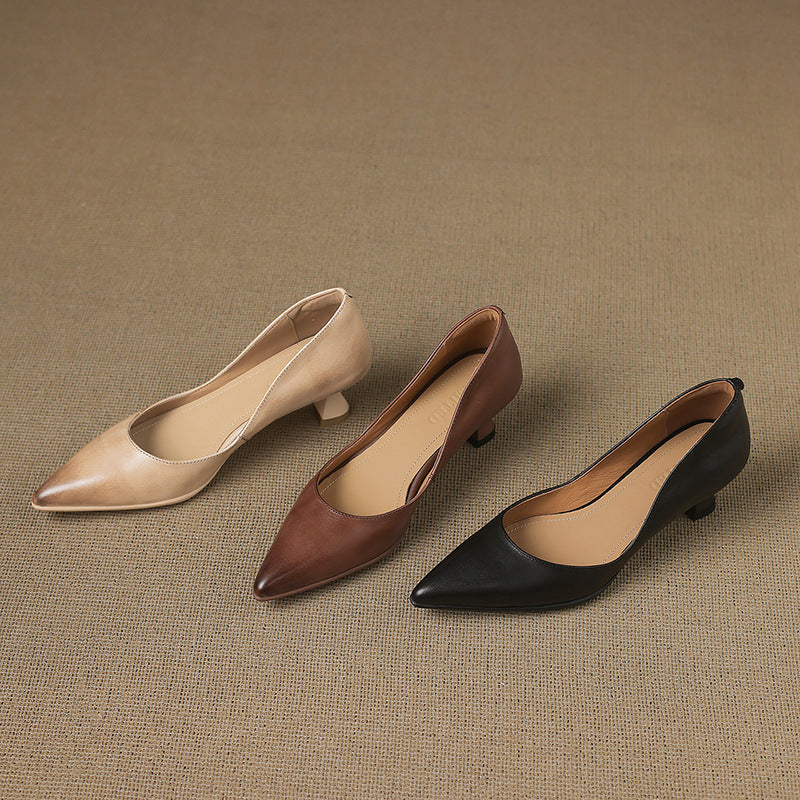 Rosa's Calenne Leather Kitten Heels