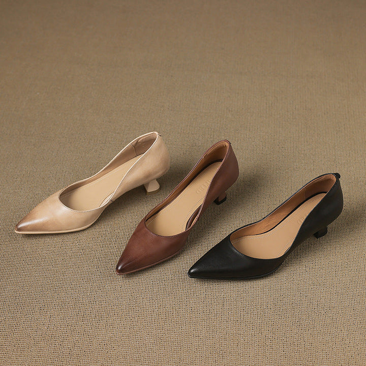 Rosa's Calenne Leather Kitten Heels