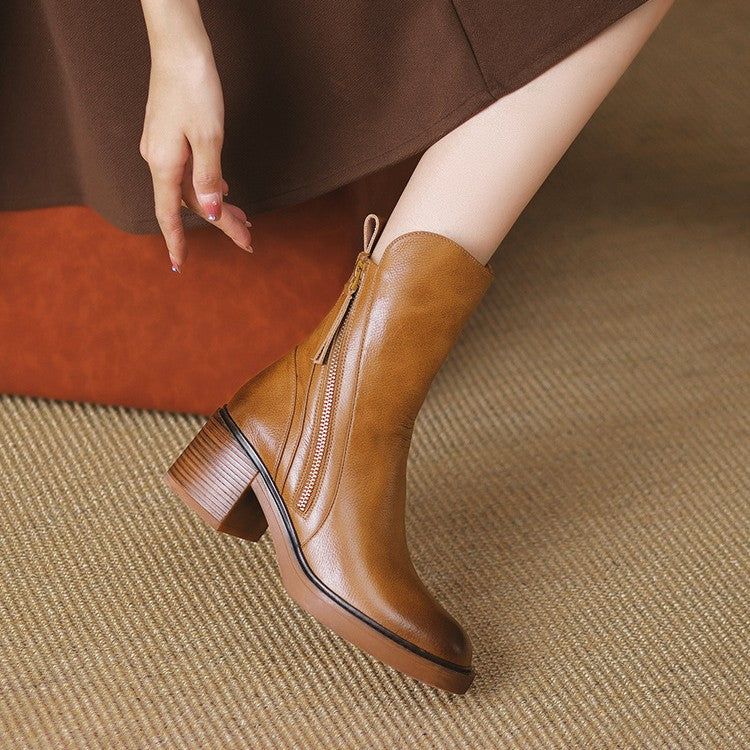 Rosa's Norwen Stacked-Heel Leather Boots