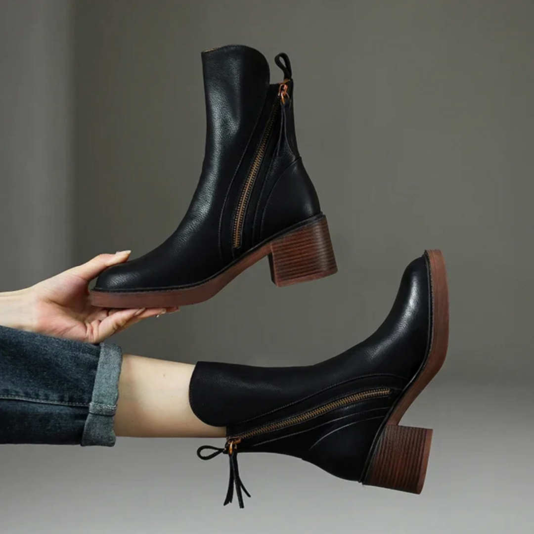 Rosa's Norwen Stacked-Heel Leather Boots