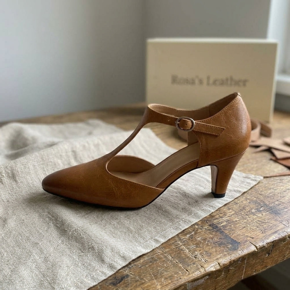 Rosa's Ambretta Leather Shoes - Chestnut Brown - side view