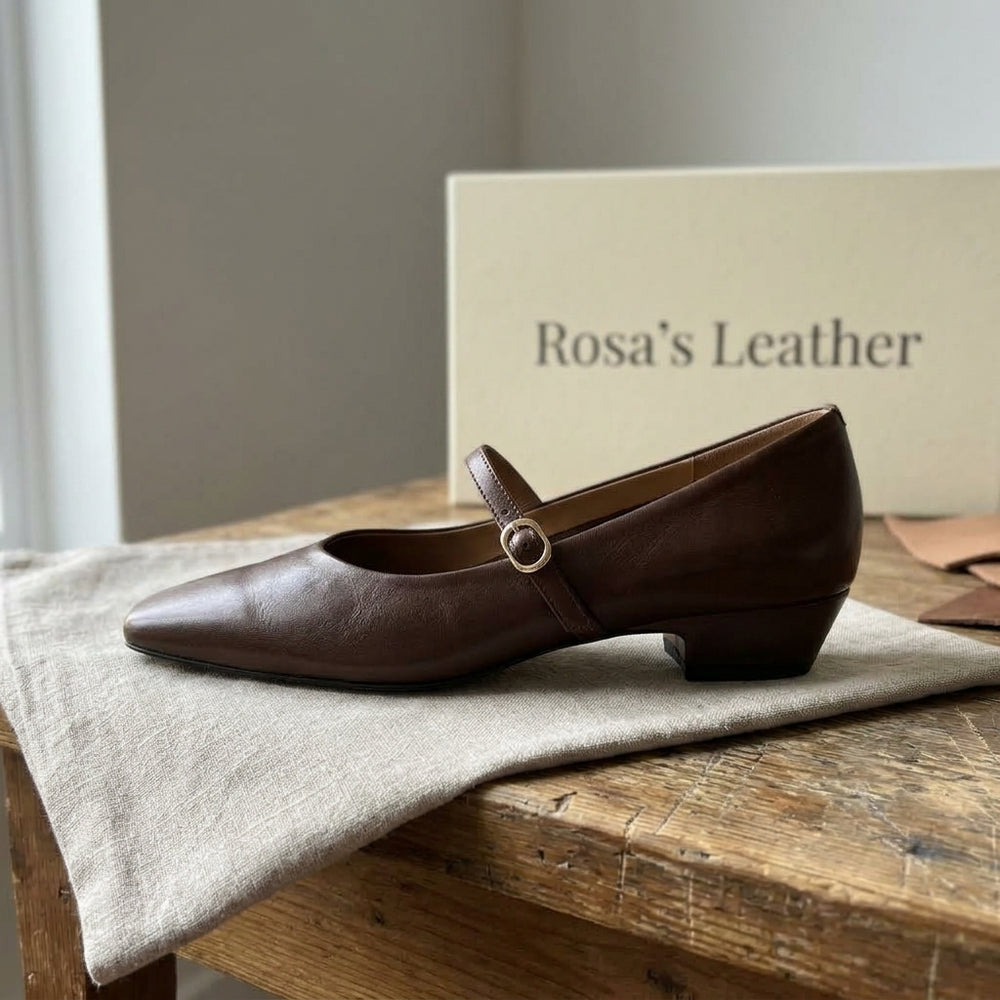 Rosa's Cedrine Leather Pumps - Espresso Brown - side view